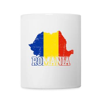 Romania Map Flag Emblem - Mug - white - Front