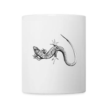 Lézard gris motif noir et blanc - Mug blanc - blanc - Devant