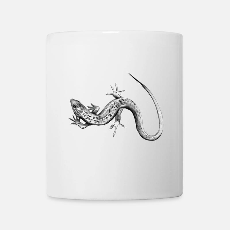 Lézard gris motif noir et blanc - Mug blanc - blanc