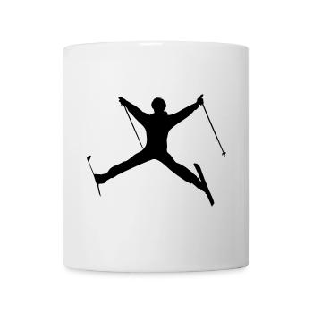 Skispringen Wintersport Schattenfigur - Tasse - Weiß - Vorne