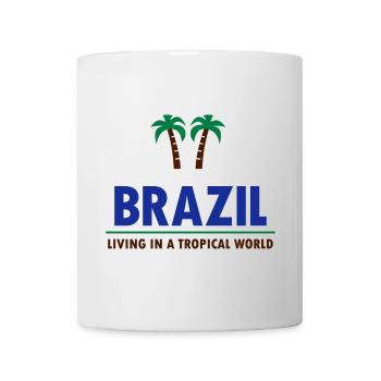 Brazil, living in a tropical world (Linie, Palmen) - Tasse - Weiß - Vorne