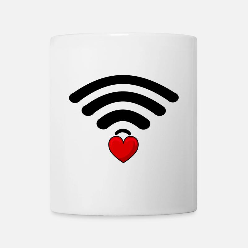 Cœur WiFi noir et rouge - Mug blanc - blanc
