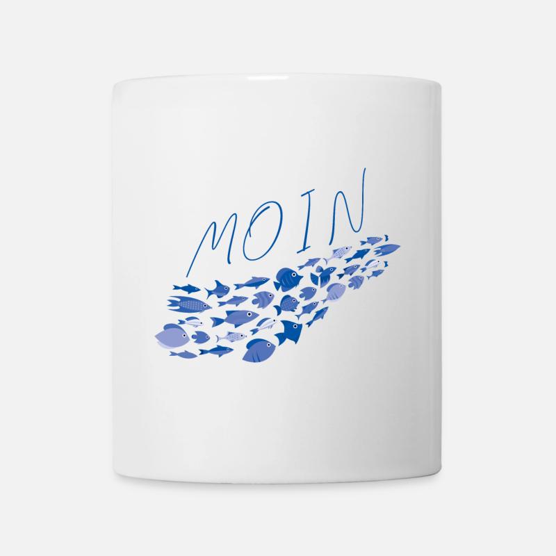 Moin mit Fischschwarm - Tasse - Weiß