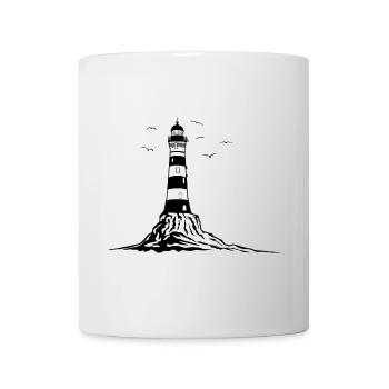 Lighthouse, lighthouse, ship, rock sea holiday - Mug - white - Front