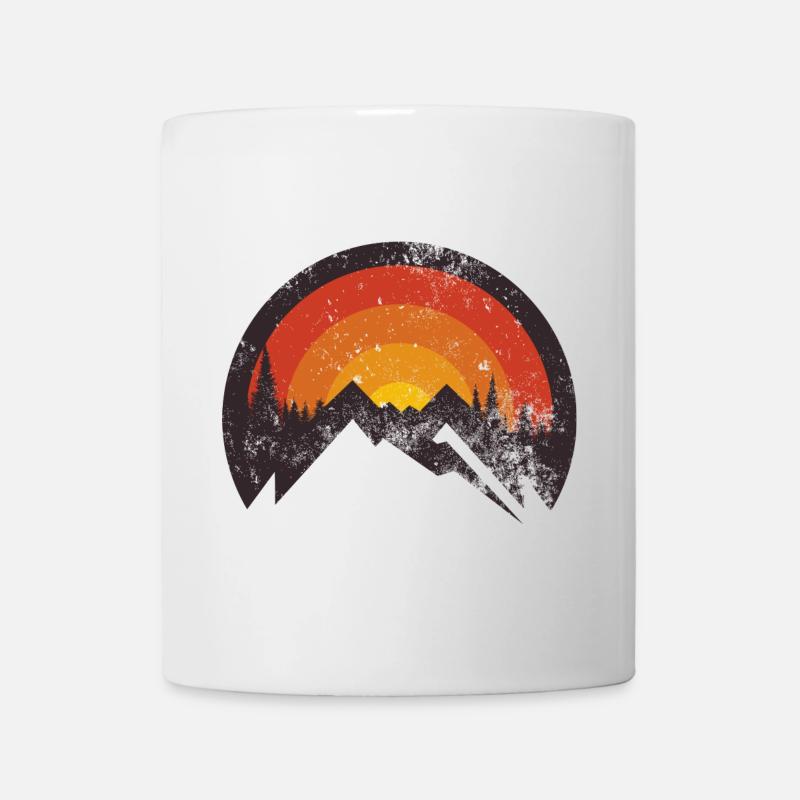 Silhouette de montagne de la crête du coucher de soleil - Mug blanc - blanc