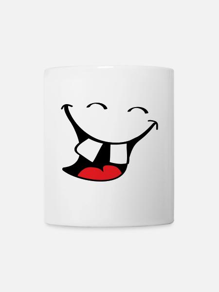 Großes Lächeln. Glücklicher, lächelnder Mund, Lippen Gesicht. - Tasse - Weiß