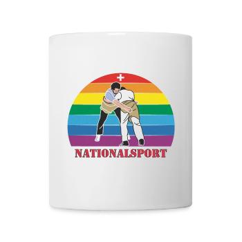 Schweizer Schwinger Schwingen im Vintage  Design - Tasse - Weiß - Vorne