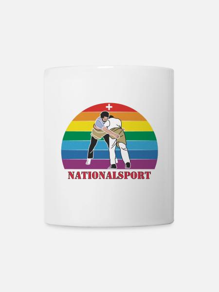 Schweizer Schwinger Schwingen im Vintage Design - Tasse - Weiß