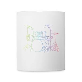 Drumset Sticks Schlagzeuger Schlagzeug Drummer - Tasse - Weiß - Vorne