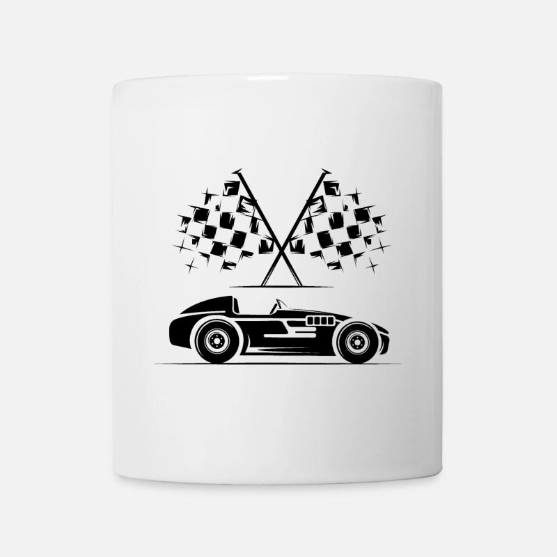 Voiture ancienne vieilles voitures drapeau course icône classique - Mug blanc - blanc