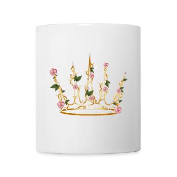 délicate couronne de la Belle au bois dormant faite de pétales de rose et de feuilles - Mug blanc - blanc - Devant