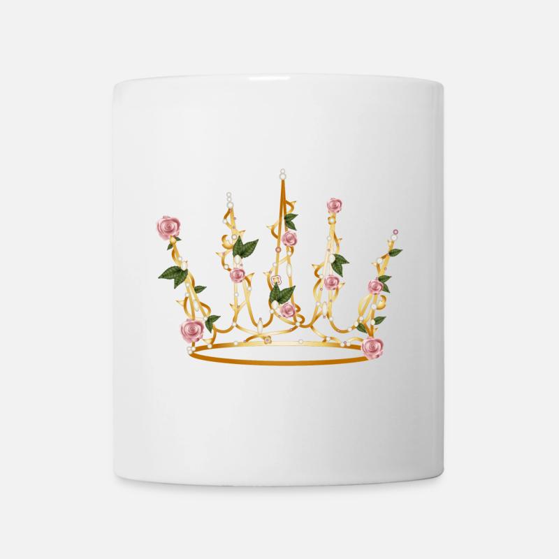 délicate couronne de la Belle au bois dormant faite de pétales de rose et de feuilles - Mug blanc - blanc