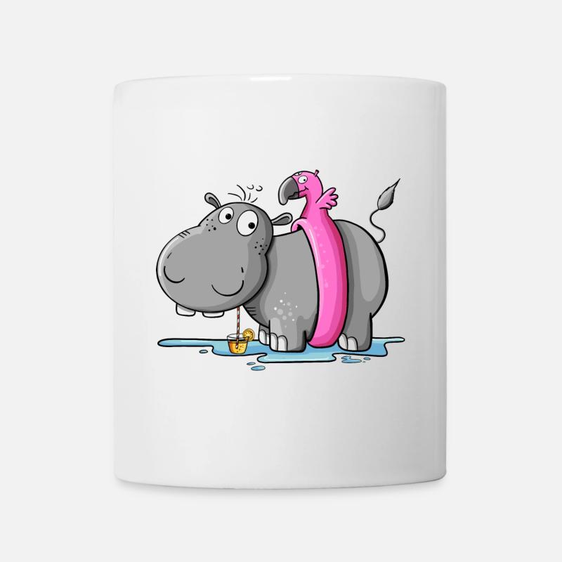Hippo on Vacation I Wildlife Comic - Mug - white