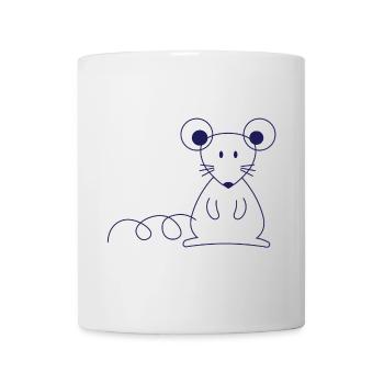 Niedliche Maus Linienkunst Blau - Tasse - Weiß - Vorne