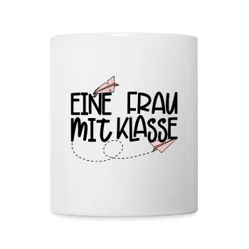 Eine Frau mit Klasse (schwarz) - Tasse - Weiß - Vorne