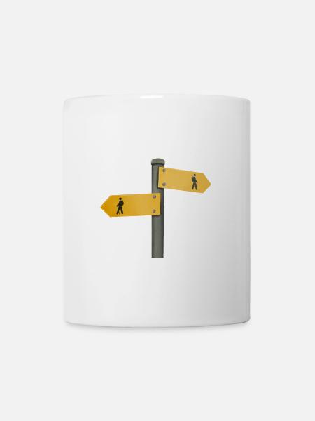 Panneau de randonnée panneau indicateur - Mug blanc - blanc
