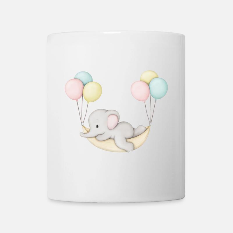 mignon bébé éléphant dans un hamac - Mug blanc - blanc