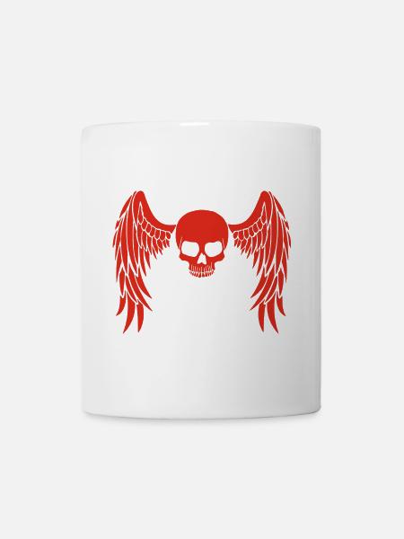 Crâne ailé rouge - Mug blanc - blanc