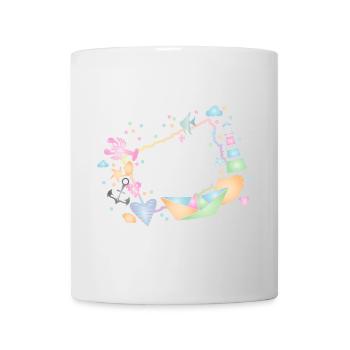 maritimer Rahmen aus bunten Muscheln und Symbole - Tasse - Weiß - Vorne