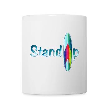 Stand up paddling Schriftzug mit Paddle Board - Tasse - Weiß - Vorne
