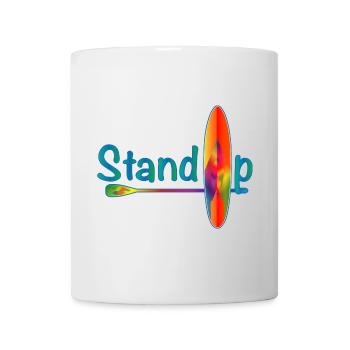 Stand up paddling Schriftzug mit Paddle Board - Tasse - Weiß - Vorne