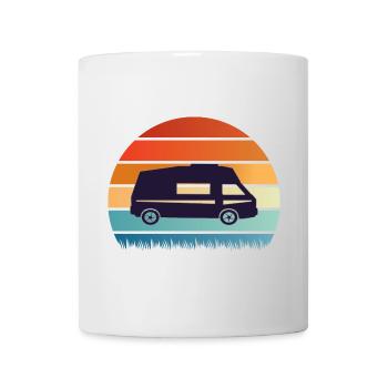 Silhouette du coucher de soleil du campeur - Mug blanc - blanc - Devant