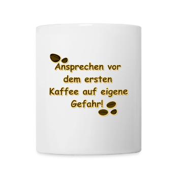 kaffeetrinker, vor dem ersten kaffee, beste küchen - Tasse - Weiß - Vorne
