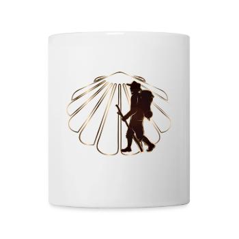 A pilgrim on a pilgrimage path with scallops - Mug - white - Front