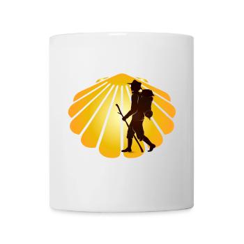 Un pèlerin sur un chemin de pèlerinage avec des pétoncles - Mug blanc - blanc - Devant
