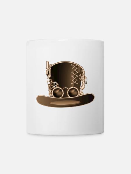 Steampunk Zylinder im antiken Look mit Zahnräder - Tasse - Weiß