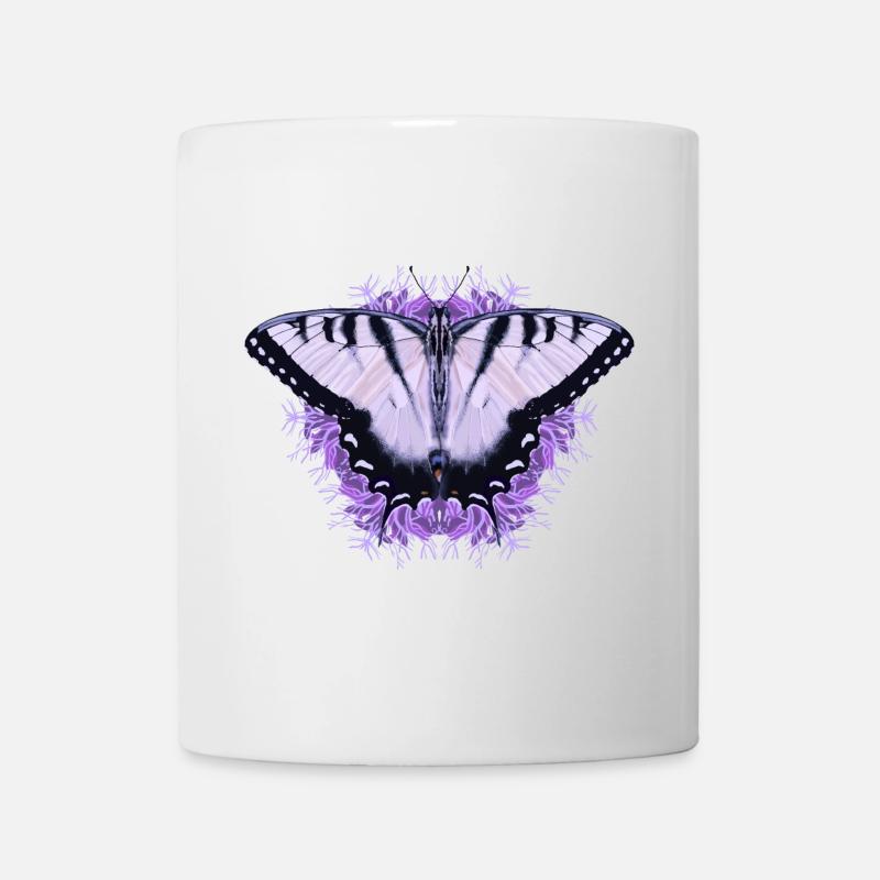White butterfly with purple flower - Mug - white