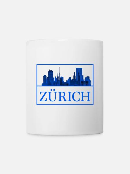 Zürich Skyline Blau Silhouette - Tasse - Weiß