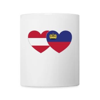 Österreich Liechtenstein Flagge Herz - Tasse - Weiß - Vorne