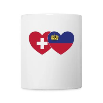 Schweiz Liechtenstein Flagge Herz - Tasse - Weiß - Vorne
