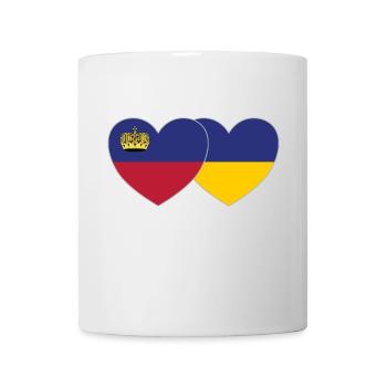 Liechtenstein Ukraine Flagge Herz - Tasse - Weiß - Vorne