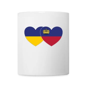 Ukraine Liechtenstein Flagge Herz - Tasse - Weiß - Vorne