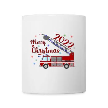 Camion de pompiers Joyeux Noël 2022 - Mug blanc - blanc - Devant