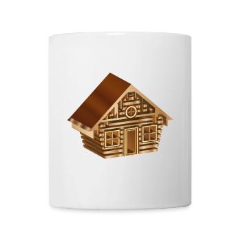 enchanting log cabin in 3D style in wood look - Mug - white - Front