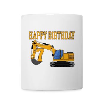 Bagger Happy Birthday 7 - Tasse - Weiß - Vorne