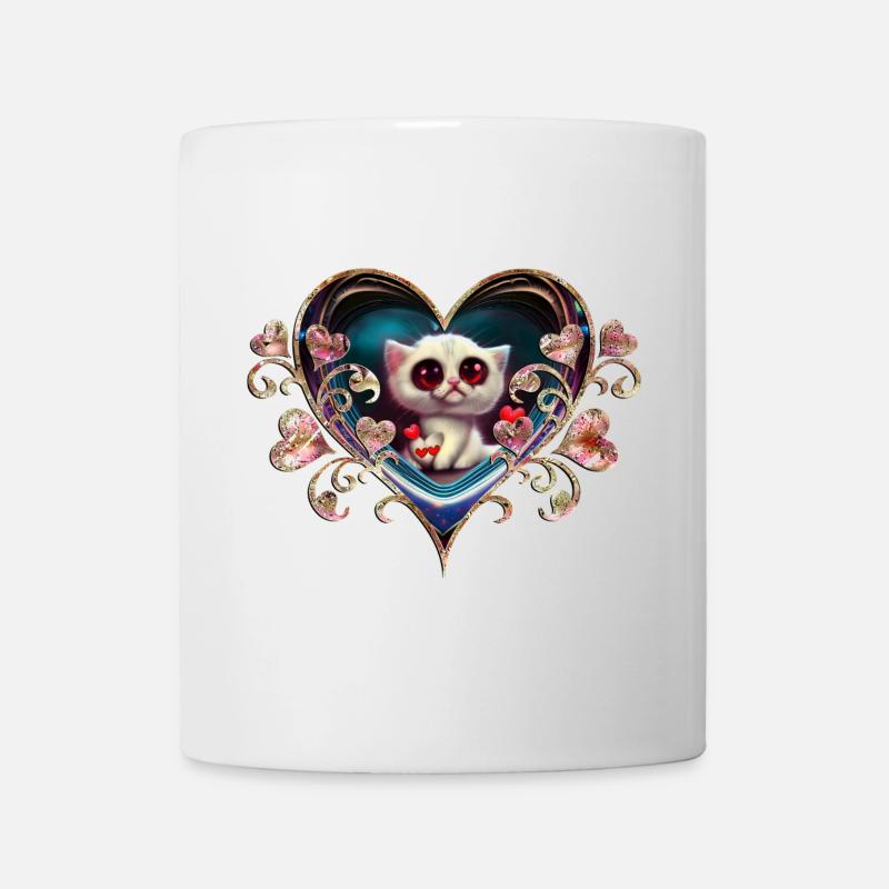 Valentinstag-Kätzchen - Tasse - Weiß