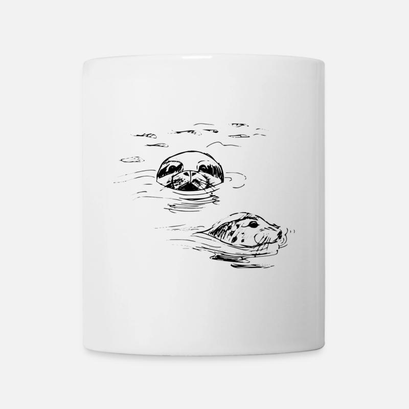 Sceaux dessinés à la main, Shetland - Mug blanc - blanc