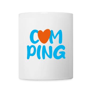 Camping Herz Fan Camper Handschrift Urlaub Hobby - Tasse - Weiß - Vorne