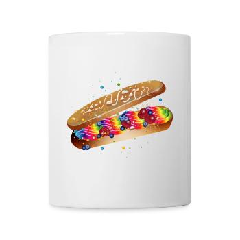 Illustration eines gefüllten kunterbunten Eclairs - Tasse - Weiß - Vorne