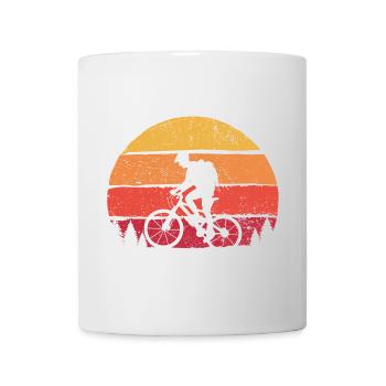 Silhouette du coucher de soleil du cycliste jumeau - Mug blanc - blanc - Devant