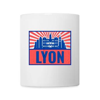Lyon Skyline BlueRed Rétro - Mug blanc - blanc - Devant