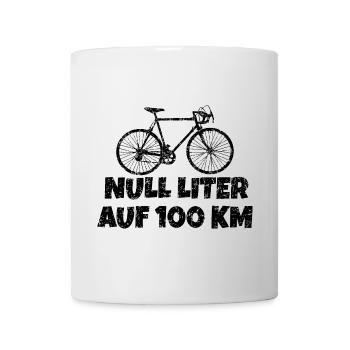 Null Liter auf 100 KM Rennrad (Vintage Schwarz) - Tasse - Weiß - Vorne