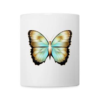 hand-drawn gold shimmering butterfly - Mug - white - Front