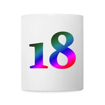 18, bunter farbverlauf, schenken - Tasse - Weiß - Vorne