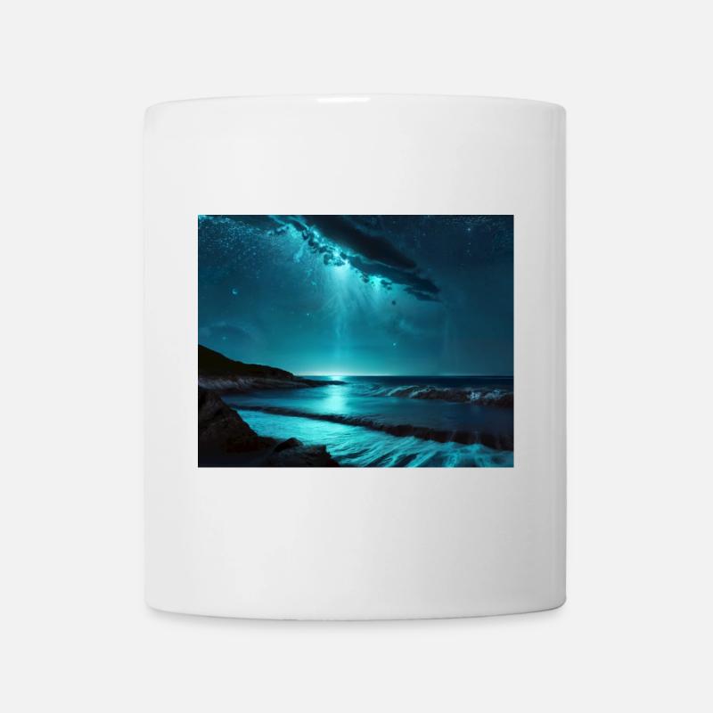 Eau Nuit Bleu Lumière Jouer Mer - Mug blanc - blanc