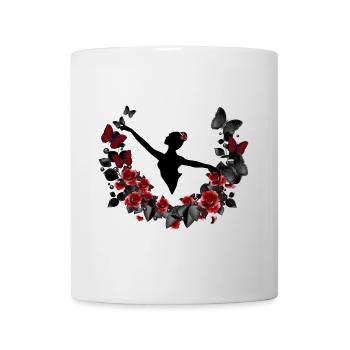 Ballerina Silhouette mit Eukalyptus & roten Rosen - Tasse - Weiß - Vorne